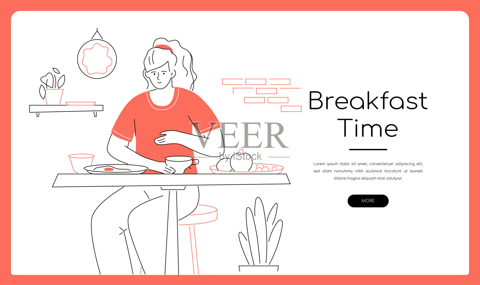 早餐时间-现代线条设计风格插图插画图片素材