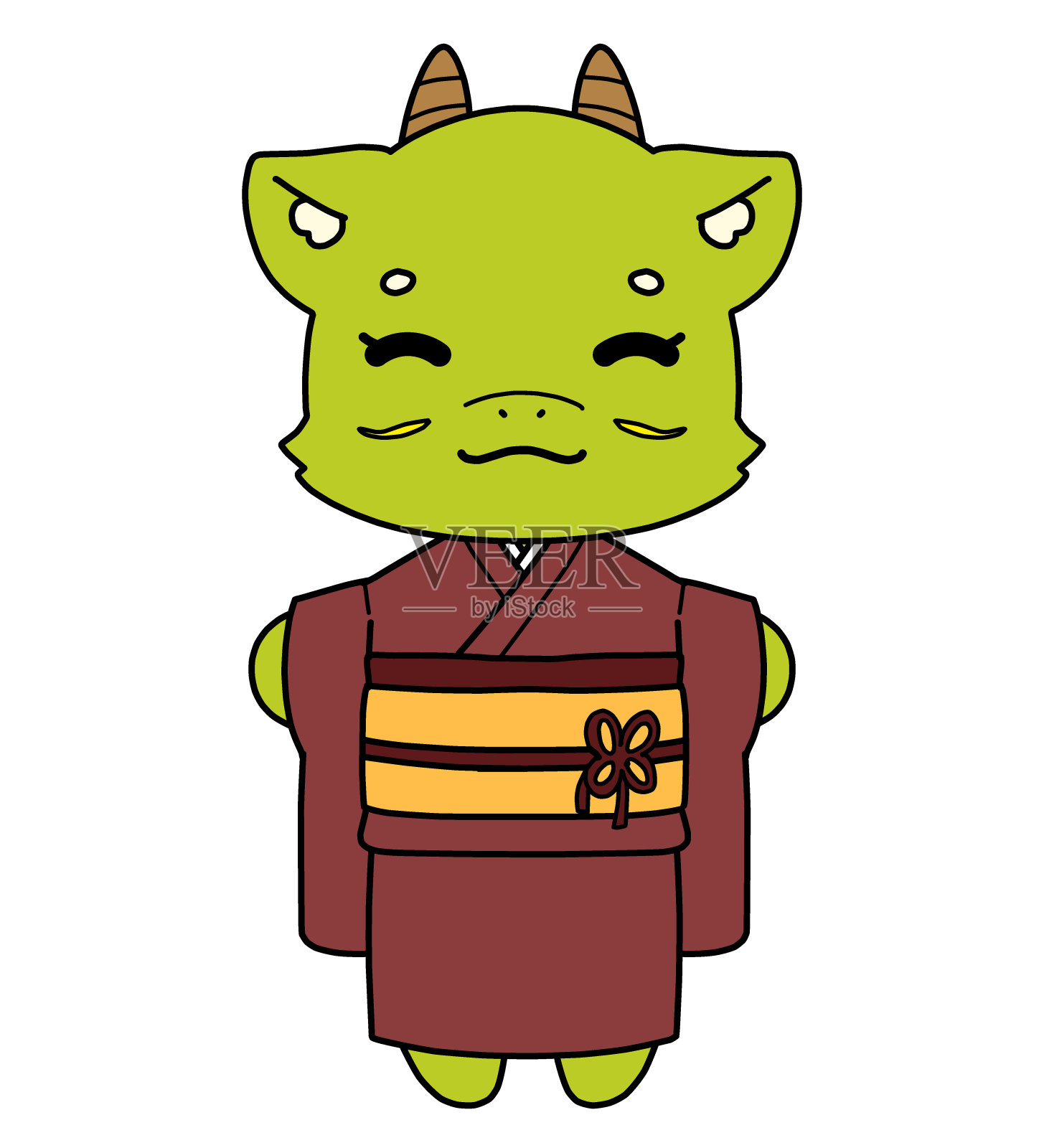 龙穿和服的插画素材插画图片素材