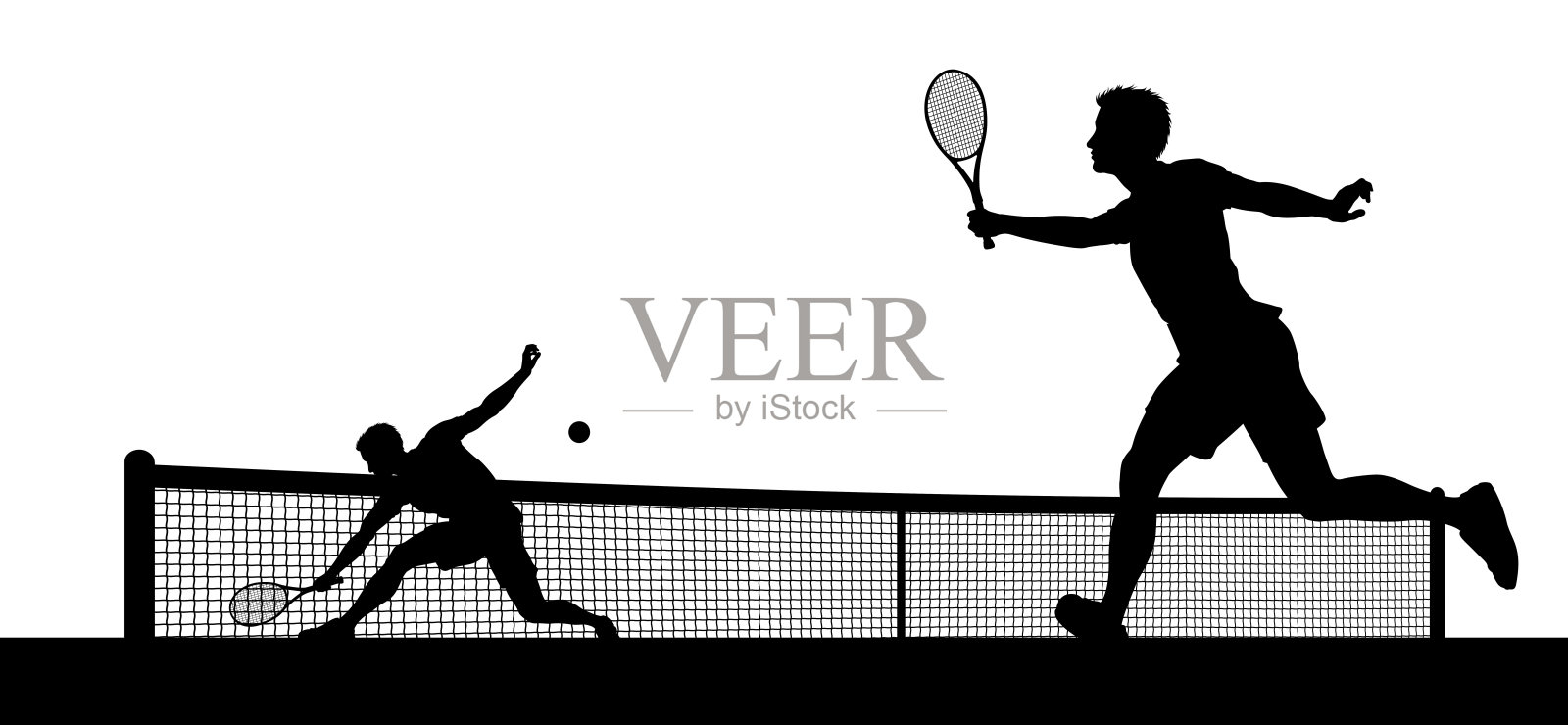 网球男子比赛剪影球员场景插画图片素材