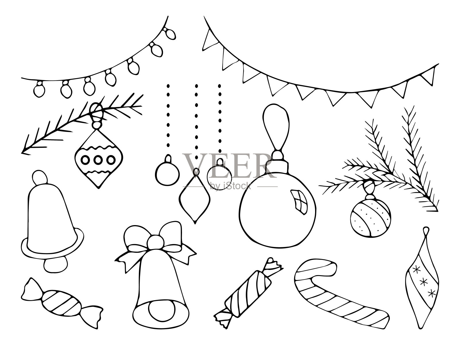 圣诞节decorations_doodle插画图片素材