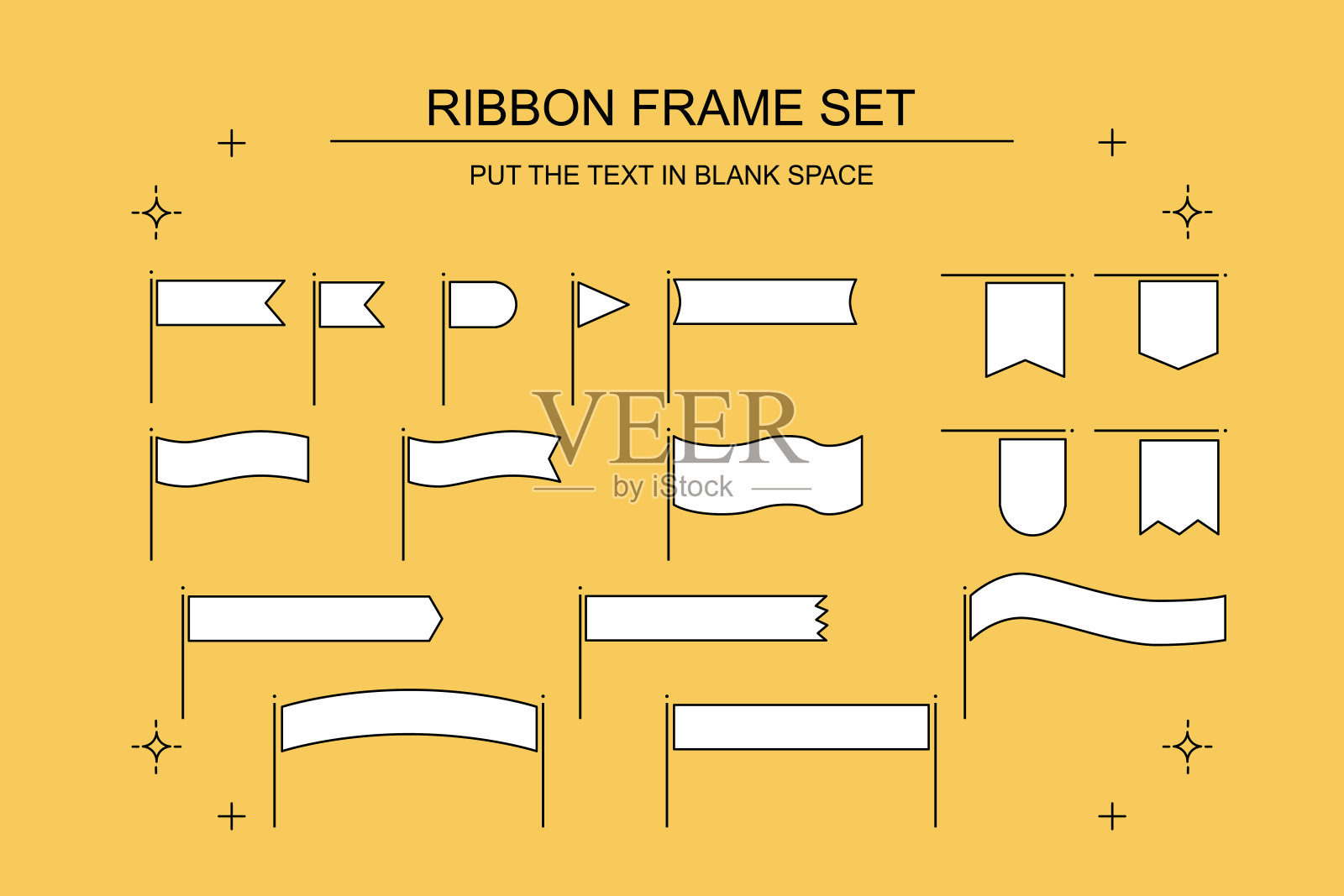 一套简单的旗帜框架。插画图片素材