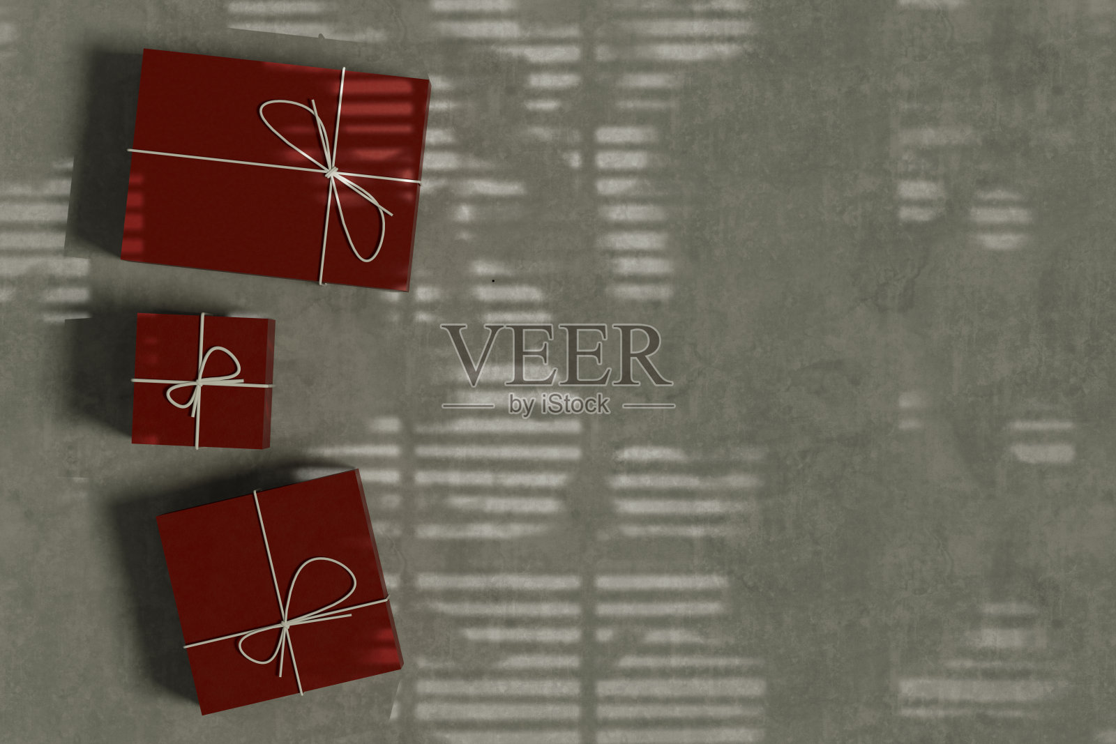 礼盒顶部视图在灰色背景与光束照片摄影图片