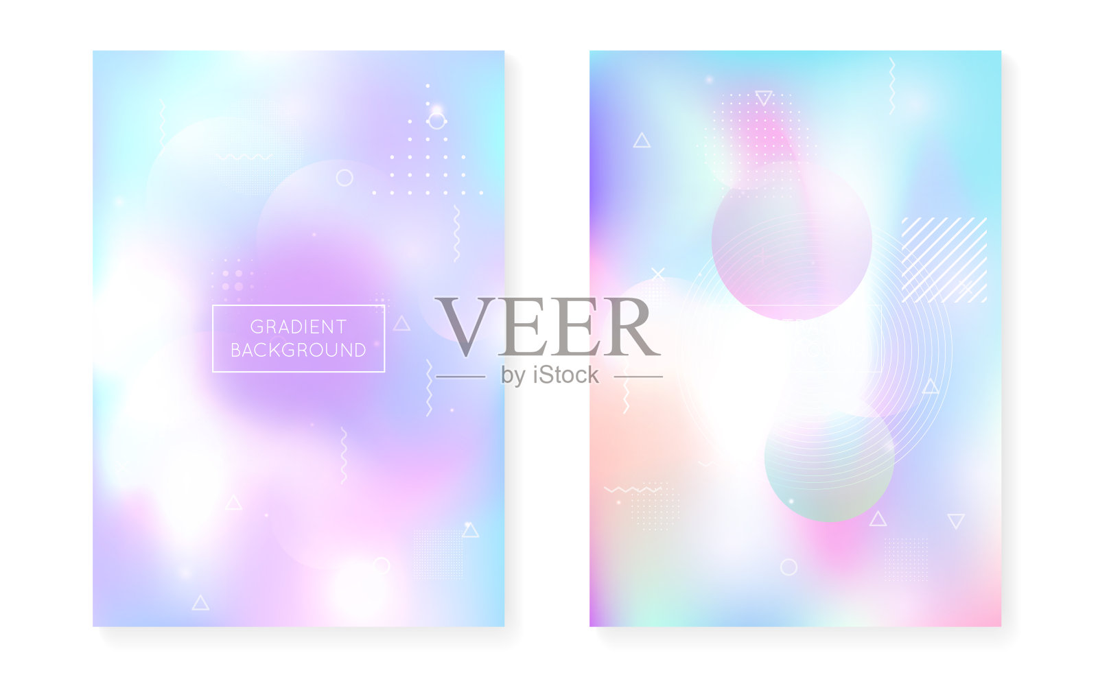 梯度形状。复古发光杂志。彩虹图案。几何背景。动态点。柔软的向量。简单的传单。紫罗兰科技液。蓝色渐变形状插画图片素材