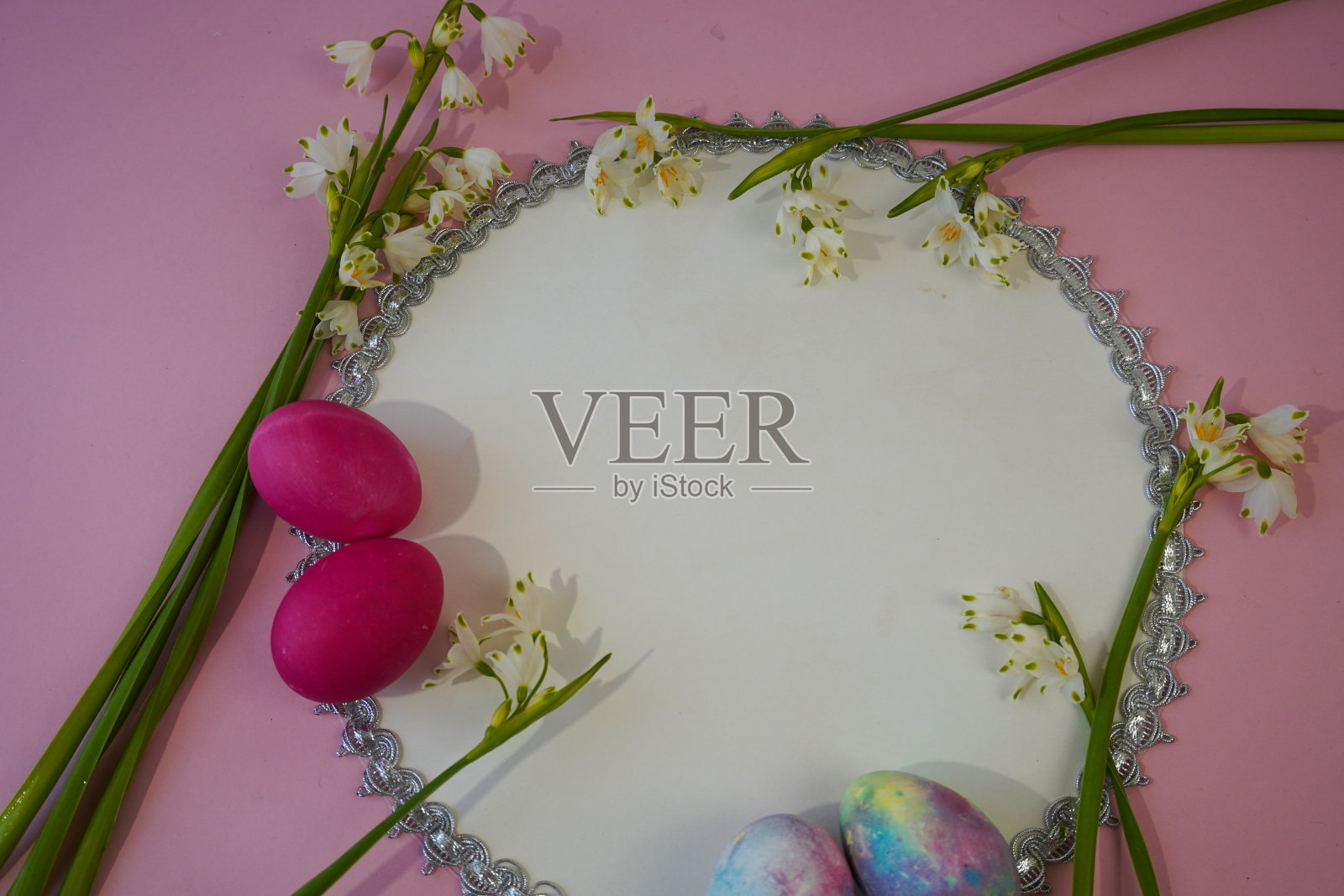 复活节快乐!平面,明信片或互联网横幅与复制空间在复活节照片摄影图片