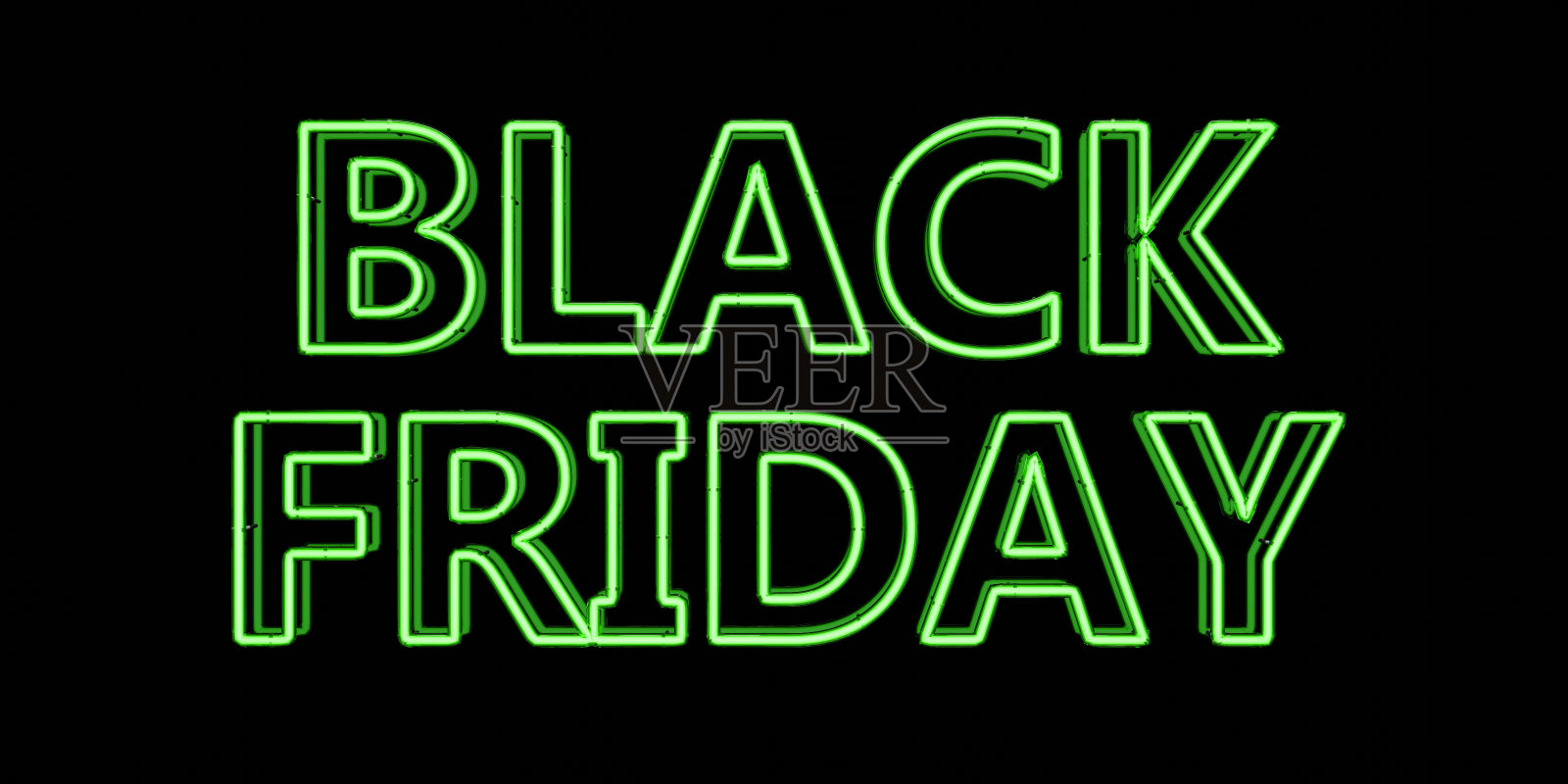 黑色墙上的黑色星期五霓虹灯。圣诞节销售。绿色字母文本。照片摄影图片