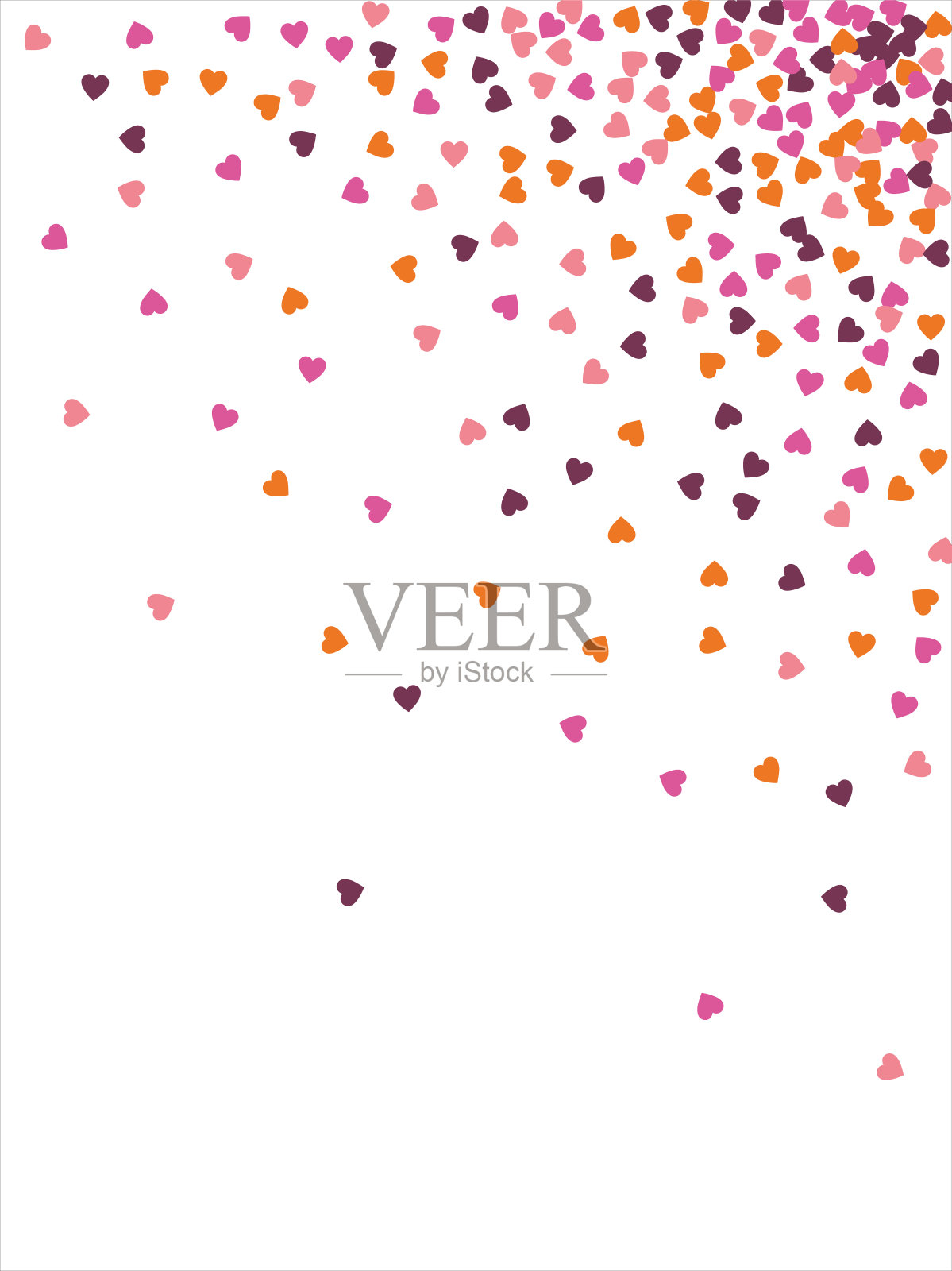 明亮的心彩纸角框架在白色的背景。情人节。旗帜模板。文本空间。插图。插画图片素材