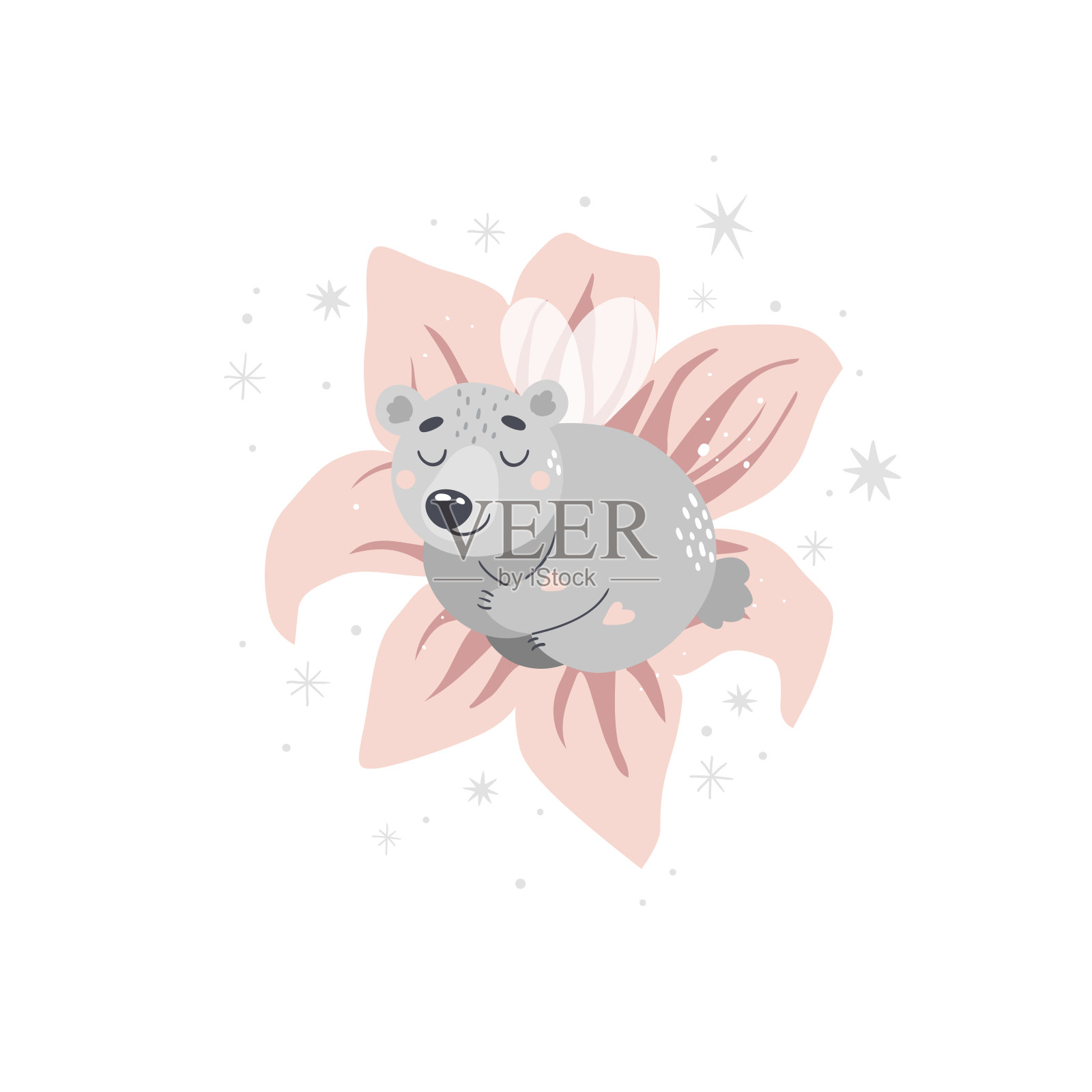 矢量插图与可爱的仙女熊。适用于印刷海报,贴纸,卡片等。插画图片素材