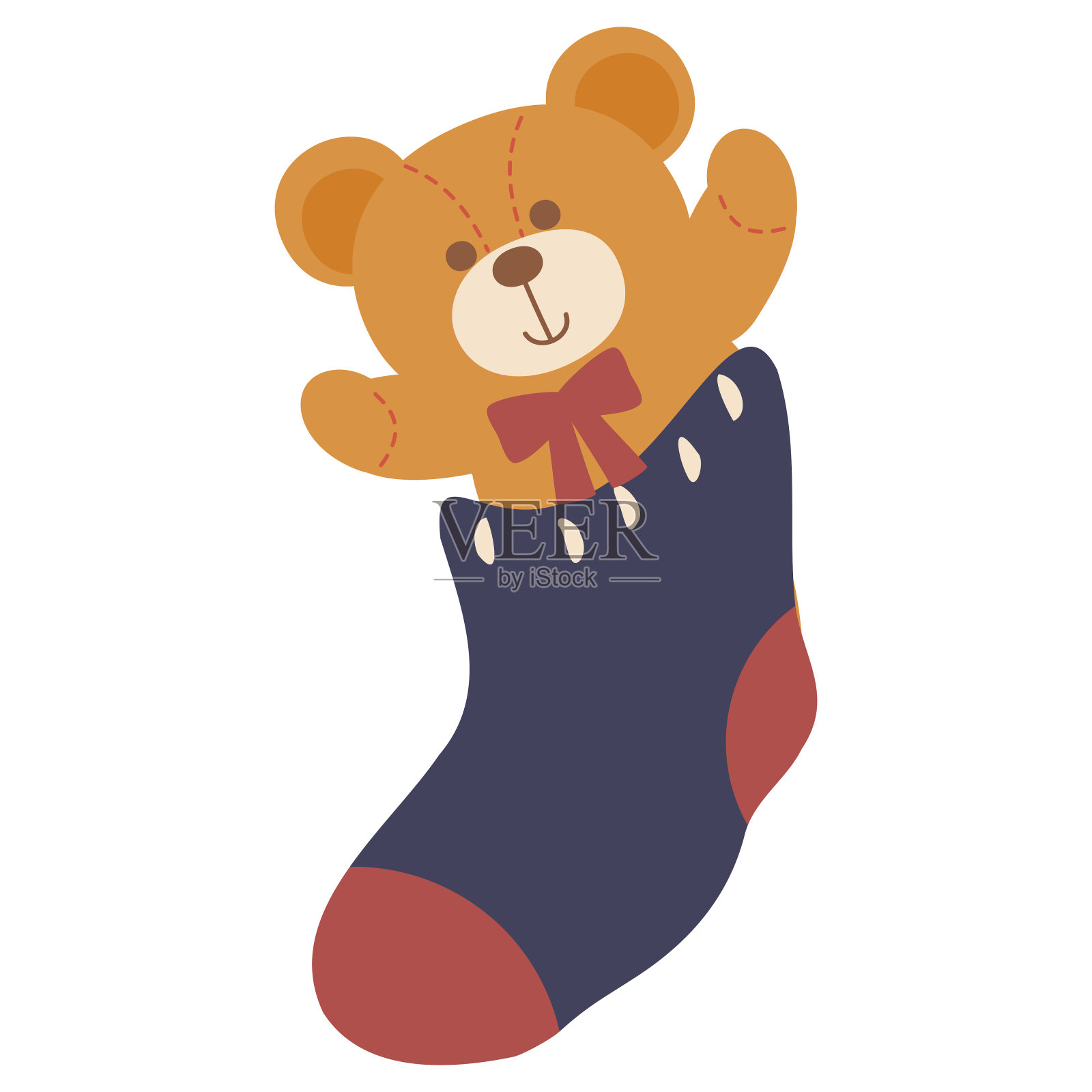 穿袜子的泰迪熊插画图片素材