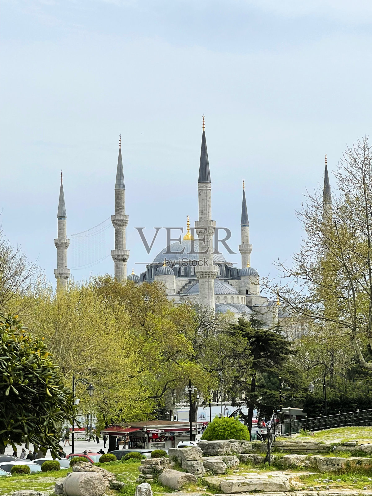 土耳其伊斯坦布尔早春的蓝色清真寺照片摄影图片