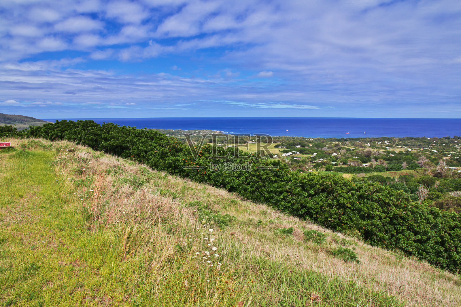 拉帕努伊岛。智利复活节岛Hanga Roa的景色照片摄影图片