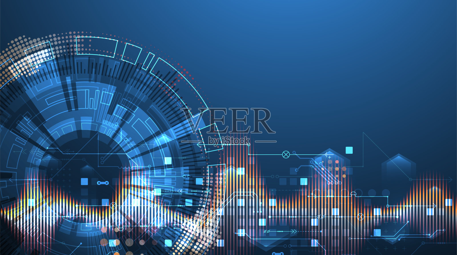 圆形科技元素概念矢量图插画图片素材