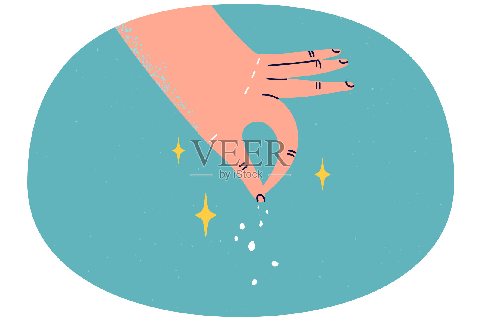 往食物里加香料的人插画图片素材