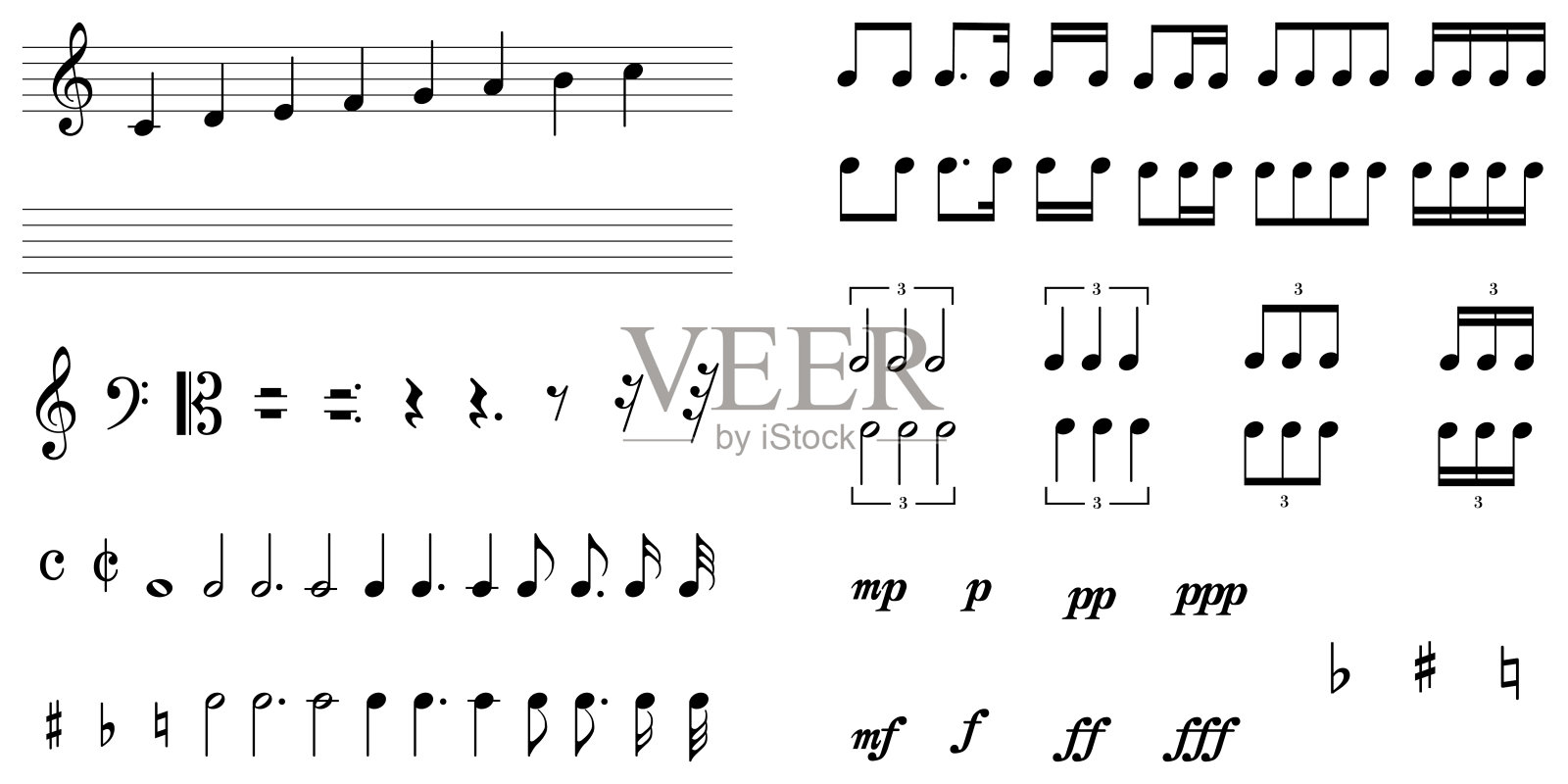 剪贴画集的音符插画图片素材