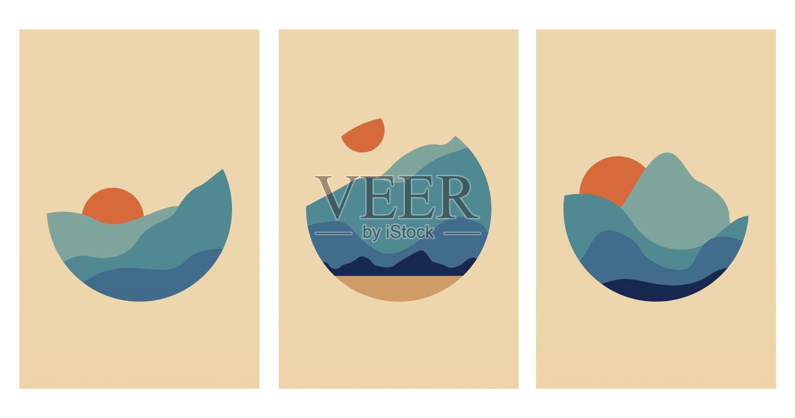 极简自然波西米亚风格的墙壁装饰插画图片素材