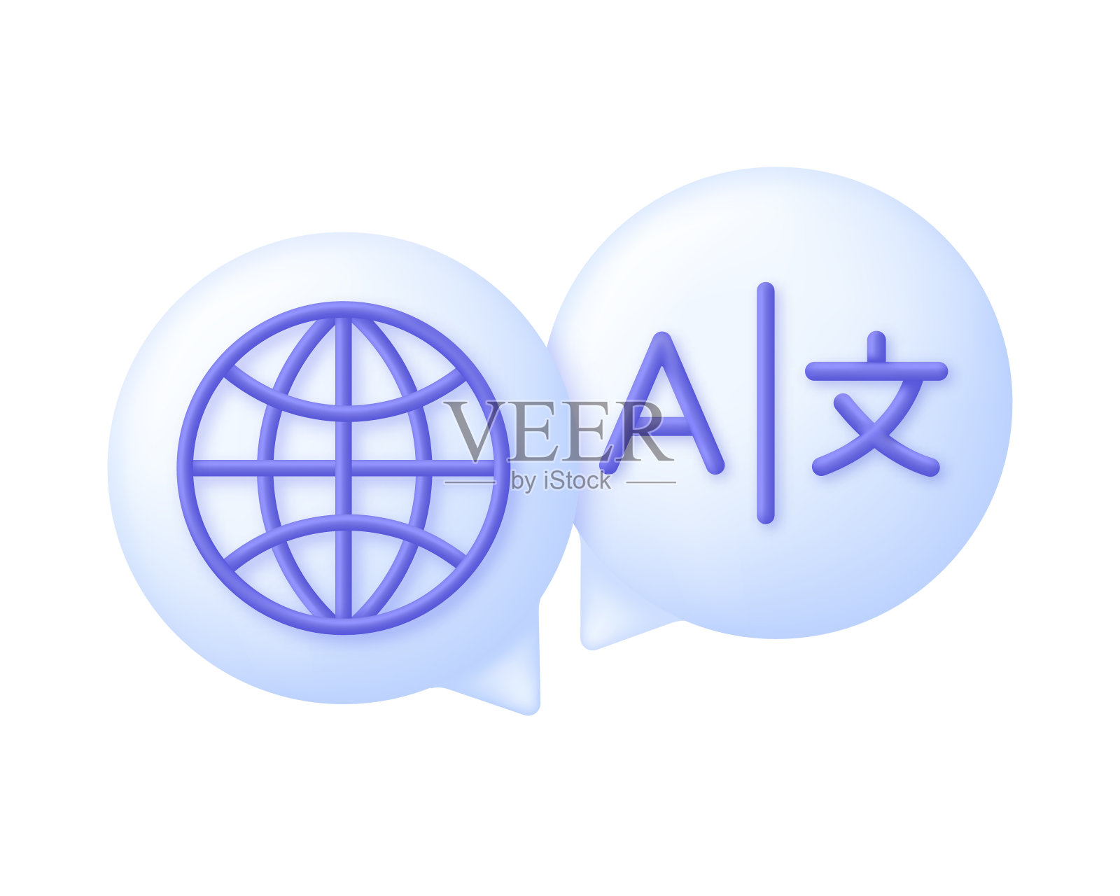 3D语言翻译标志。电子学习与教育,学习语言课程理念。字典。插画图片素材