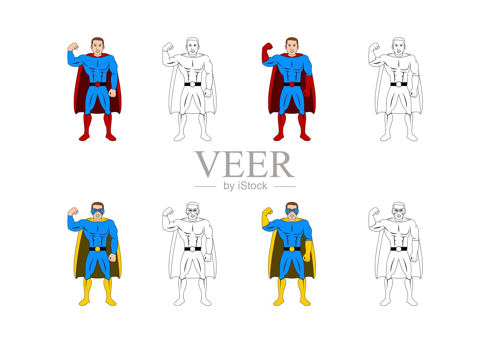 超级英雄人物卡通设计插图插画图片素材