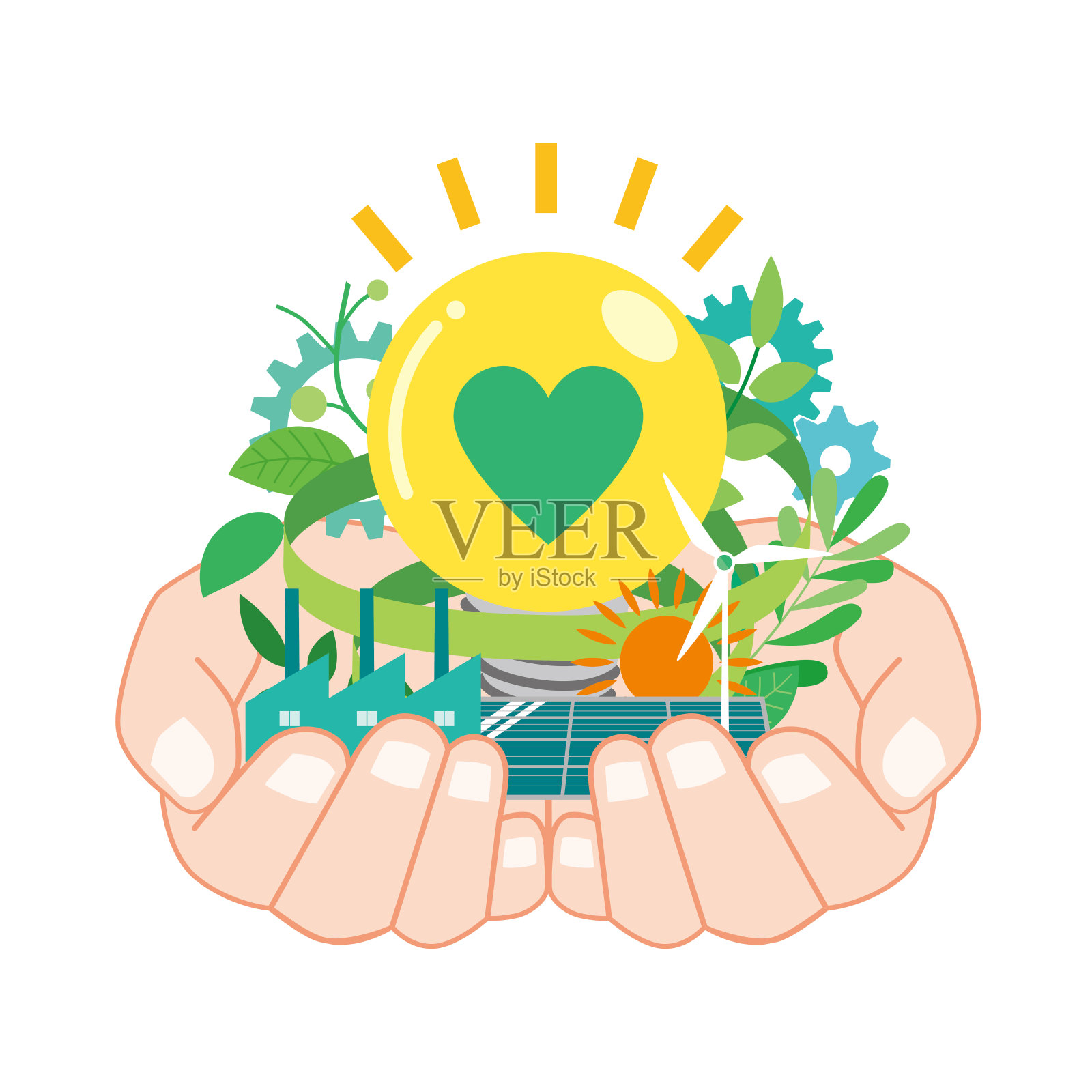 绿色转型思路插画图片素材