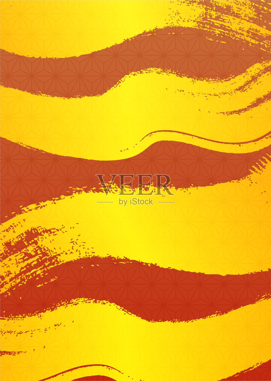 麻叶图案。日本图案背景插图在橙色和金色。插画图片素材