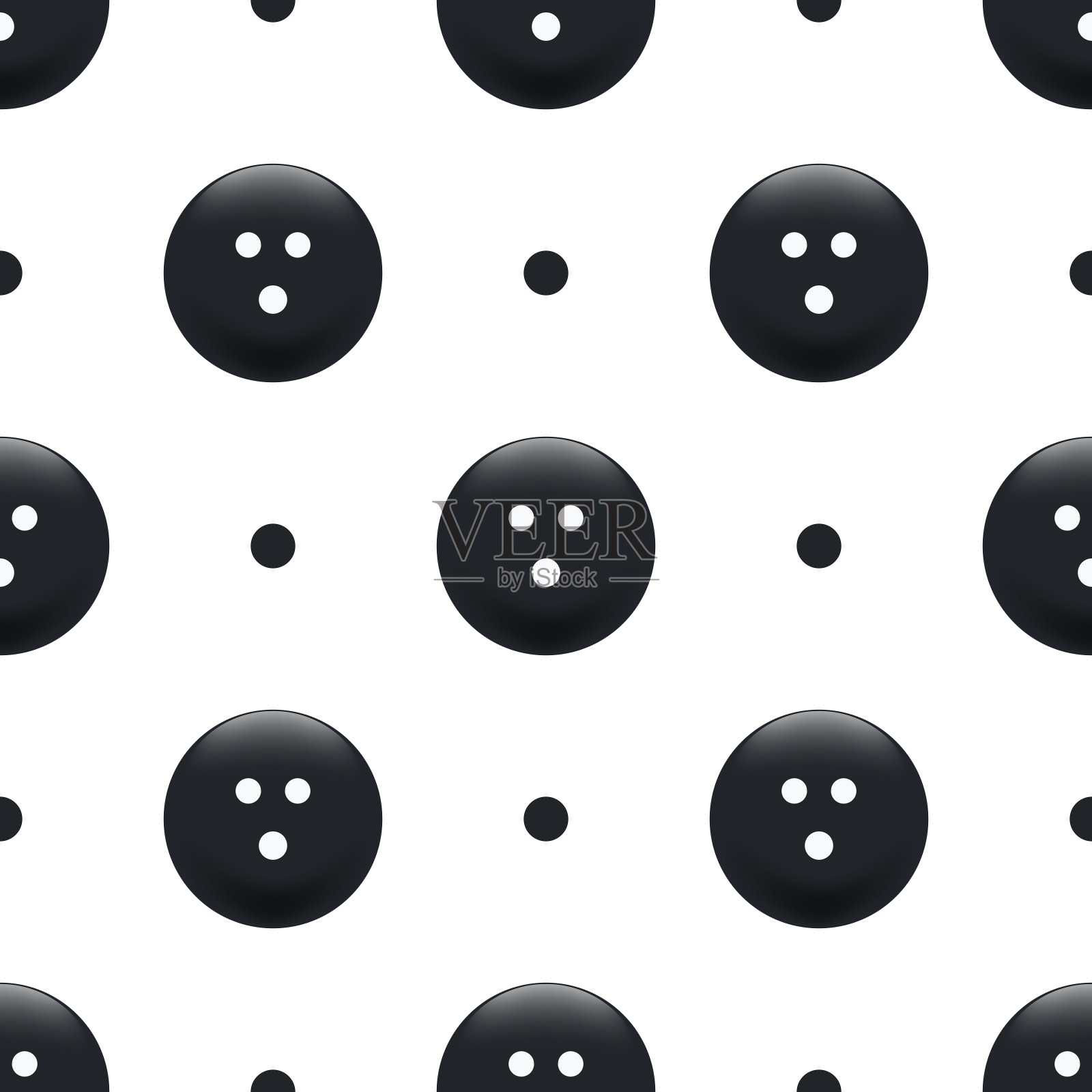 黑色保龄球无缝图案背景。插画图片素材