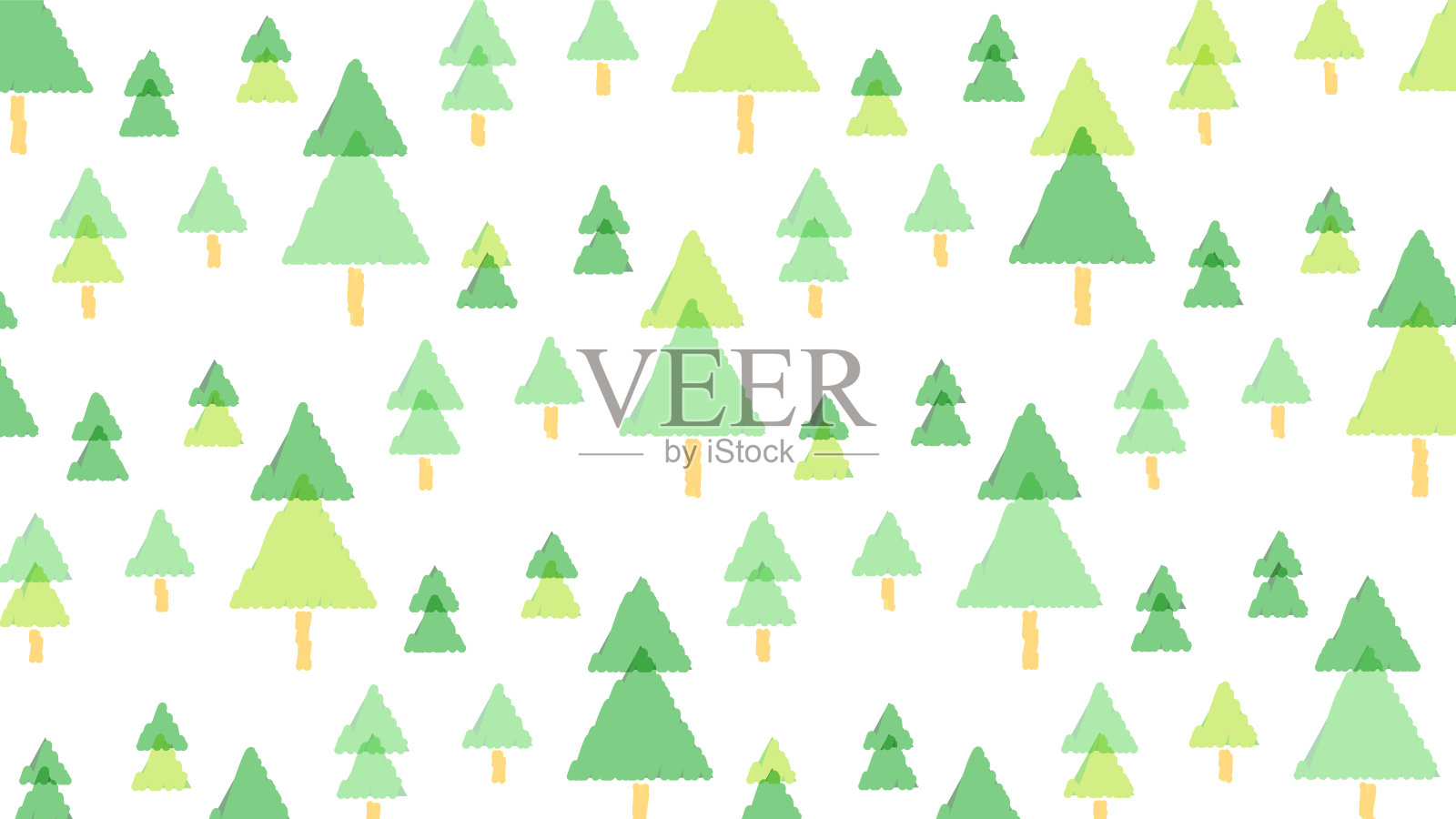 手写风格彩色可爱的树图案背景壁纸插画图片素材