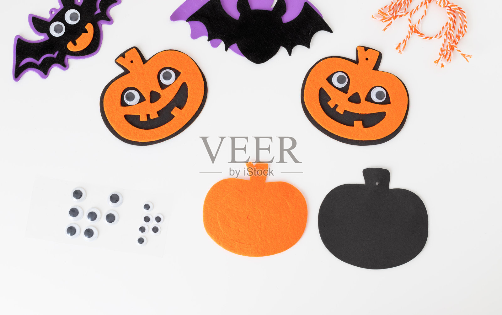 设置在白色背景上创建毛毡怪物装饰照片摄影图片