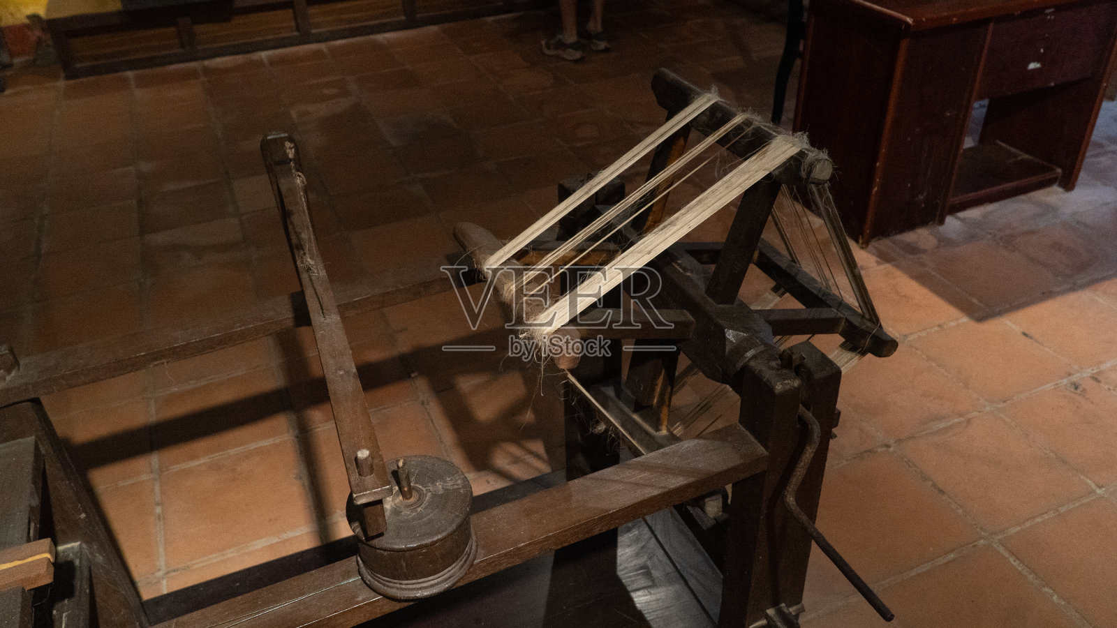 织布机用于纱线的古老工艺照片摄影图片
