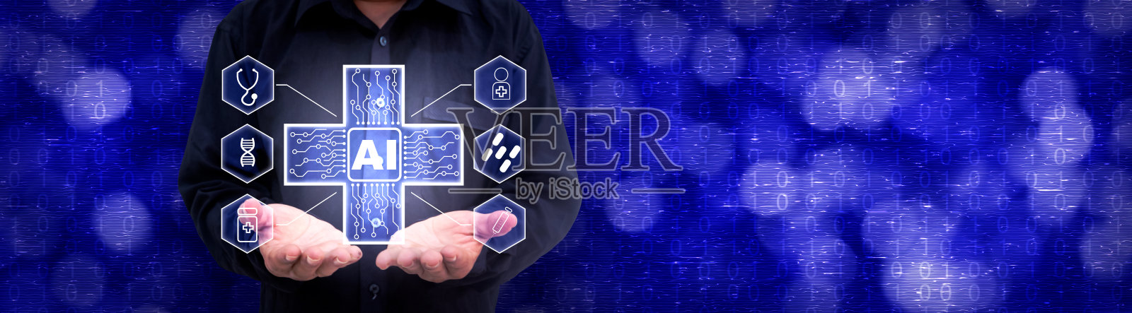 医疗概念中的人工智能,人工智能在该领域的变革性影响。人工智能彻底改变了医学,提高了效率、研究和可及性,同时促进了突破性的发现照片摄影图片