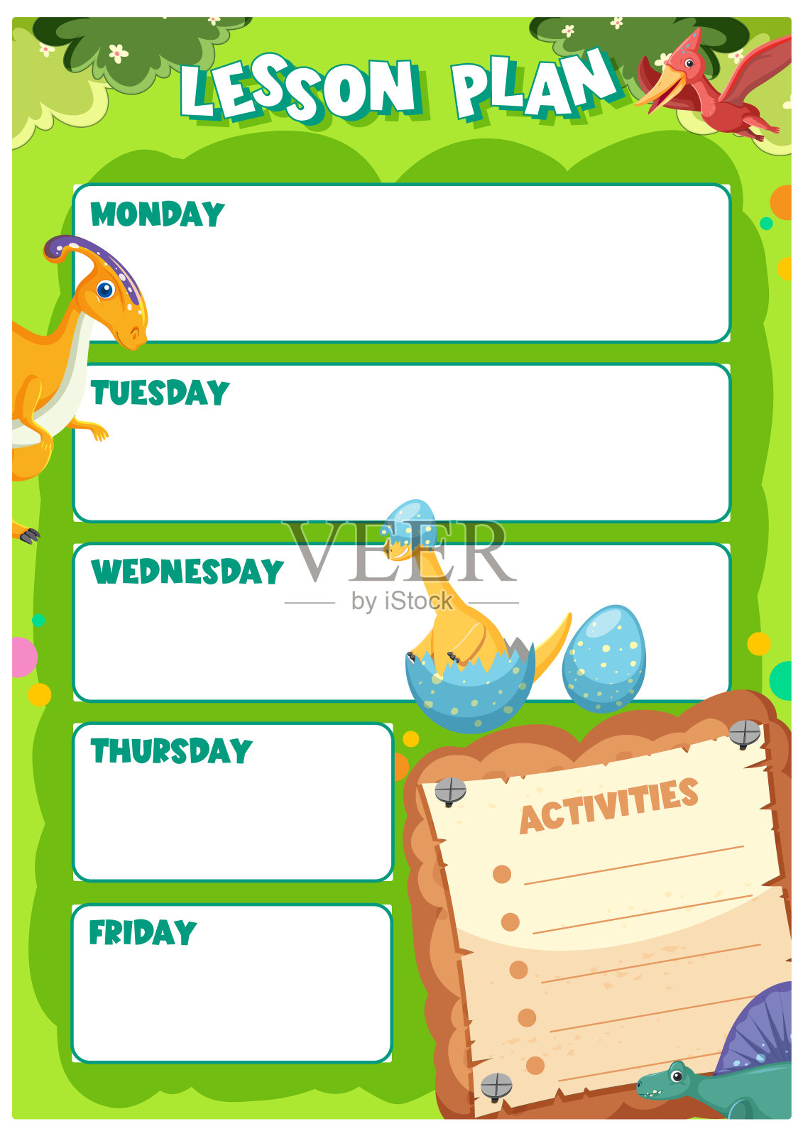 可爱的恐龙儿童教案插画图片素材