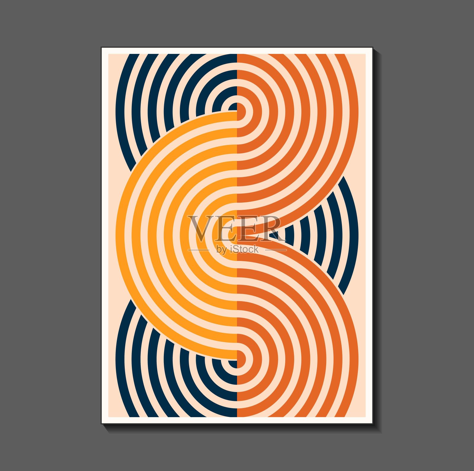 时尚。复古海报的灵感来自后现代,包豪斯。可用于室内设计、背景、海报设计、杂志首页、高科技印刷、封面等插画图片素材