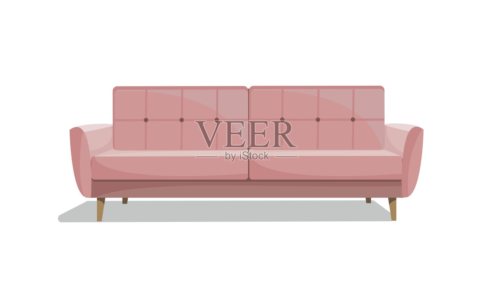 沙发上。复古的粉色沙发。一件家具。创新设计。平面设计矢量图插画图片素材