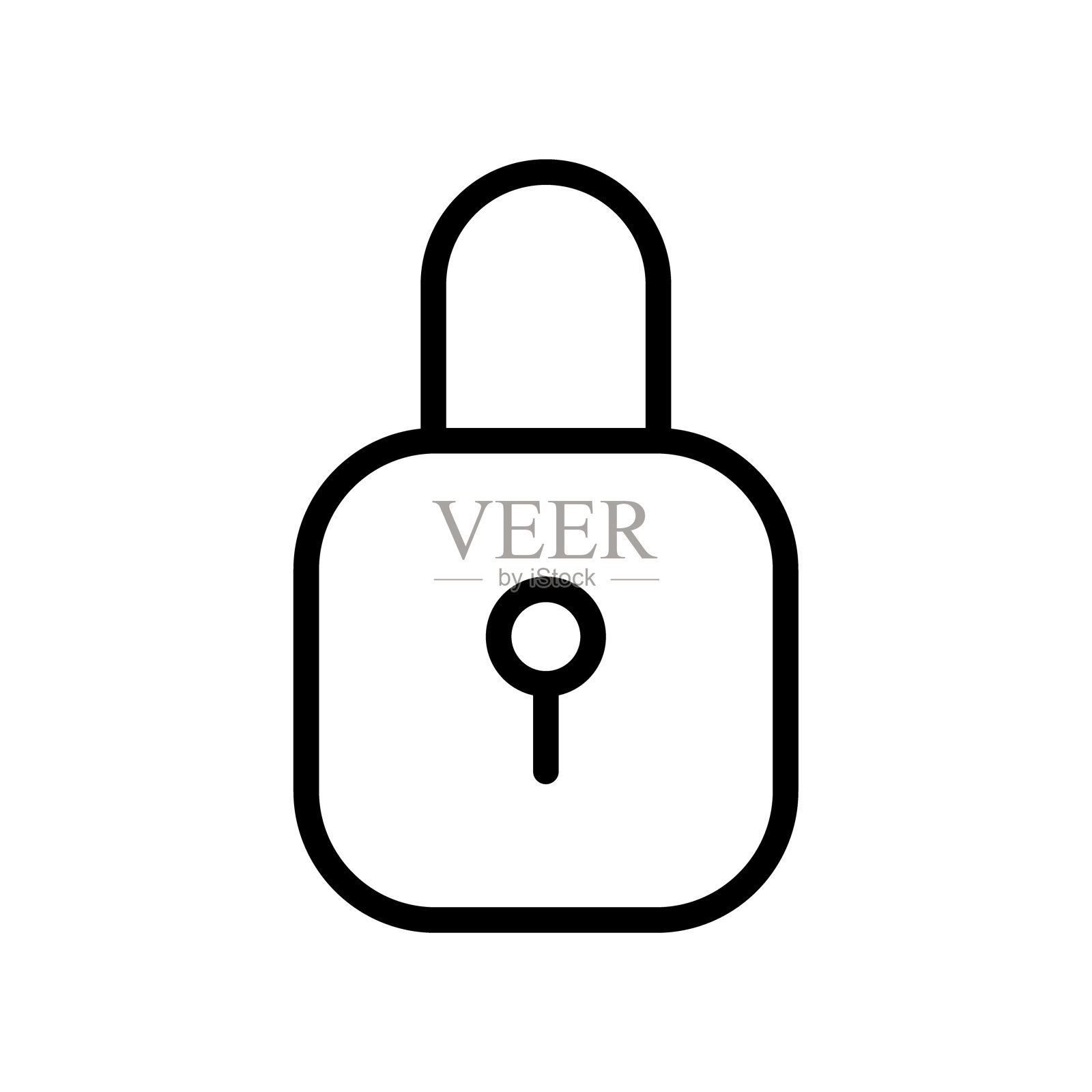 带锁眼的城堡图标。轮廓,安全图标,拒绝访问,需要钥匙,锁孔。矢量图标插画图片素材