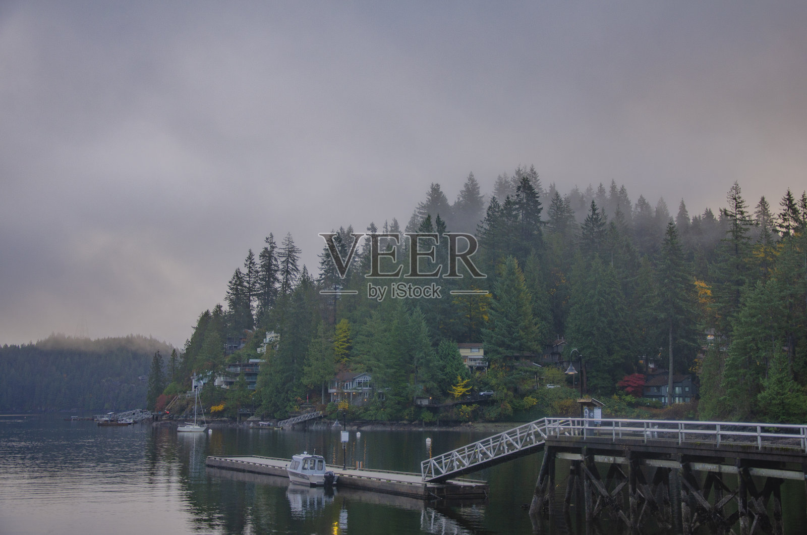 全景公园的雾和云照片摄影图片