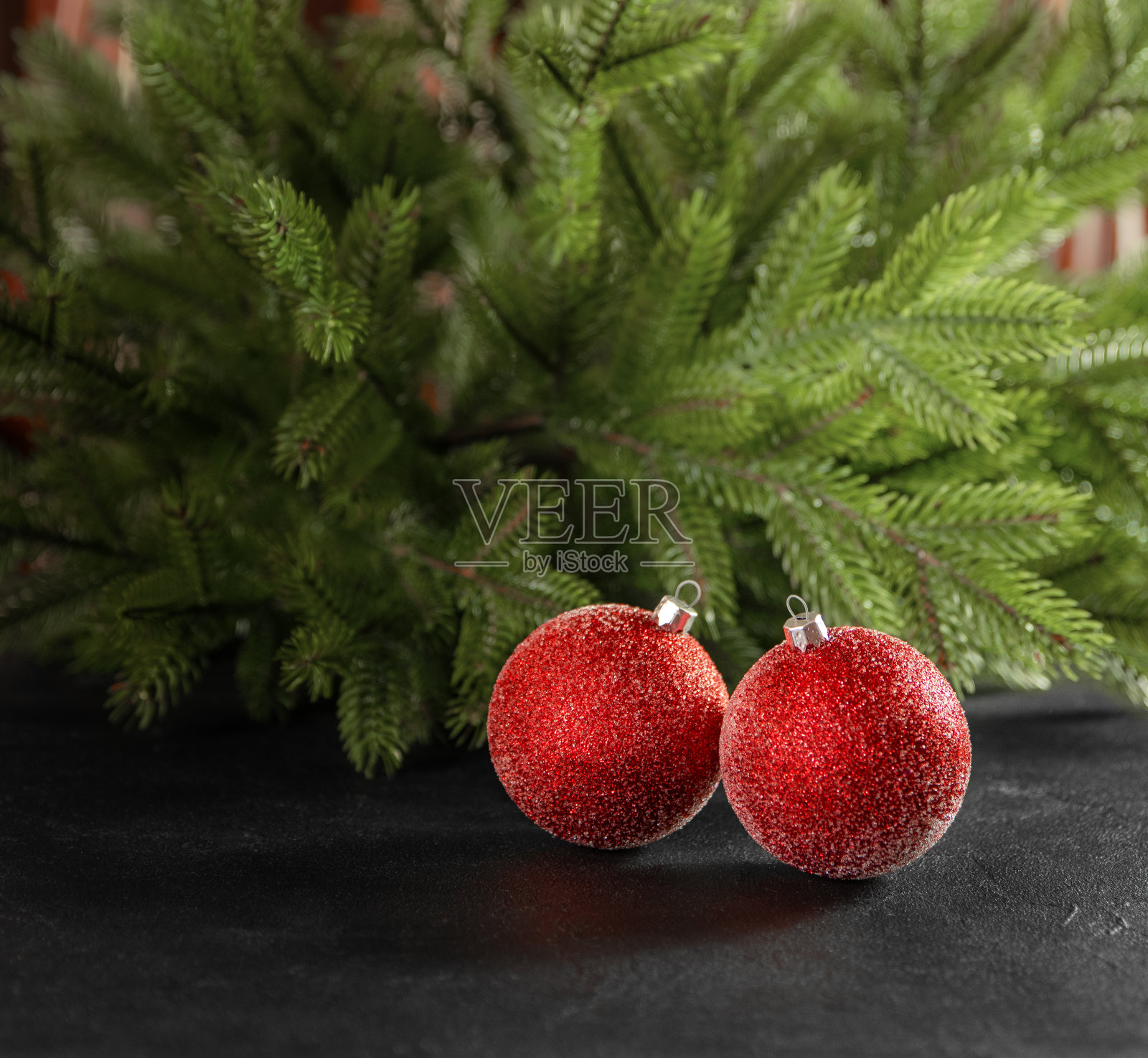 球圣诞枝冷杉照片摄影图片