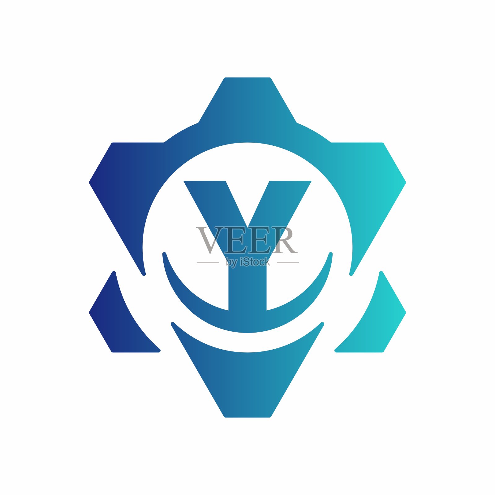 首字母Y齿轮工程标志设计矢量插画图片素材