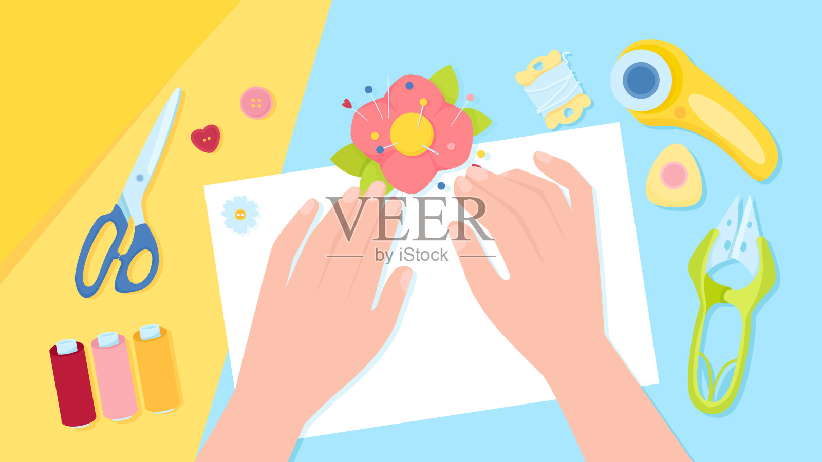 手工缝纫工具插画图片素材