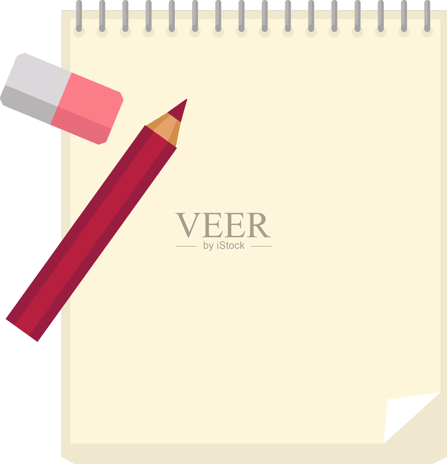 用铅笔和橡皮写信的笔记本设计元素图片