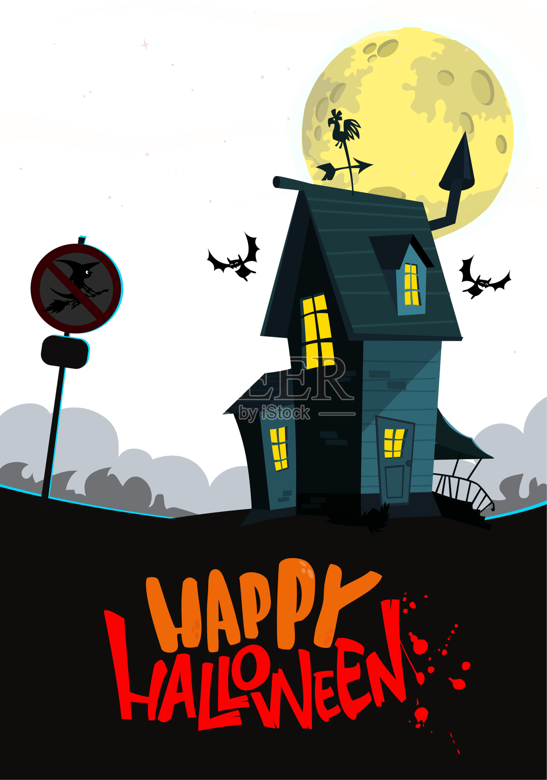 万圣节鬼屋卡通恐怖吓人设计元素图片