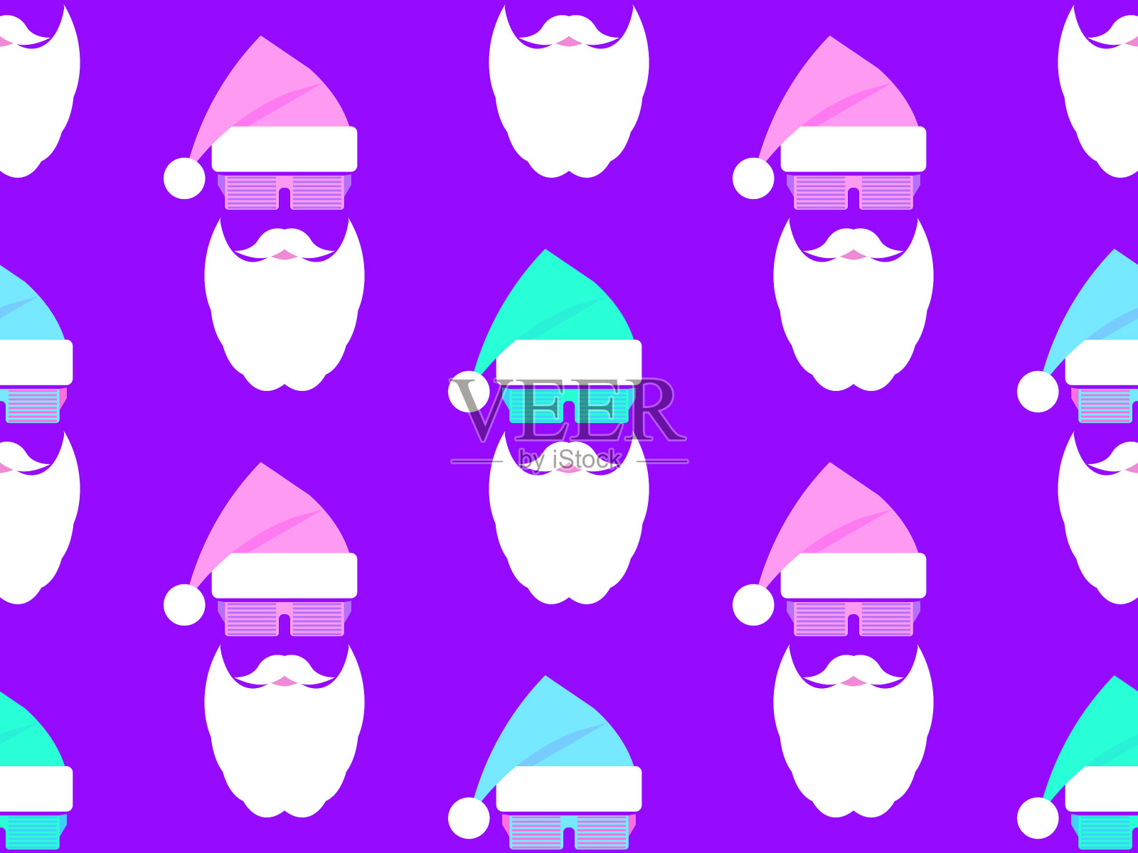 圣诞无缝图案中有圣诞老人插画图片素材