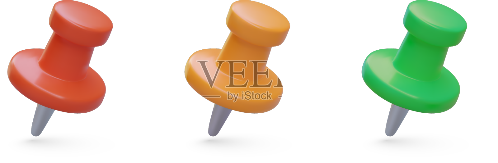 红黄绿办公室别针套3d设计元素图片