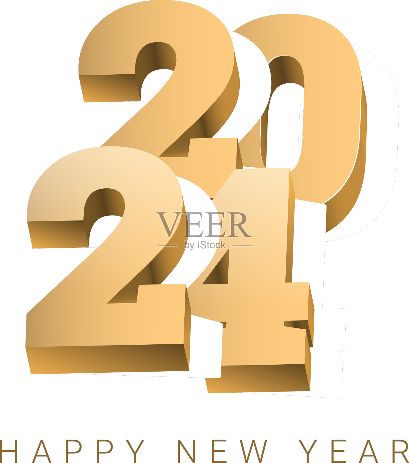 金色文字设计2024金色3d数字设计元素图片