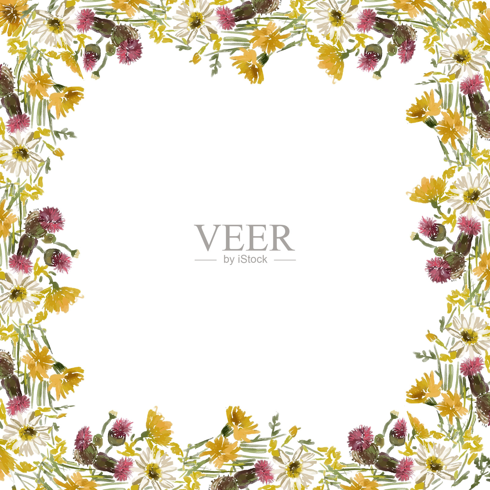 装饰方形贺卡与边界插画图片素材