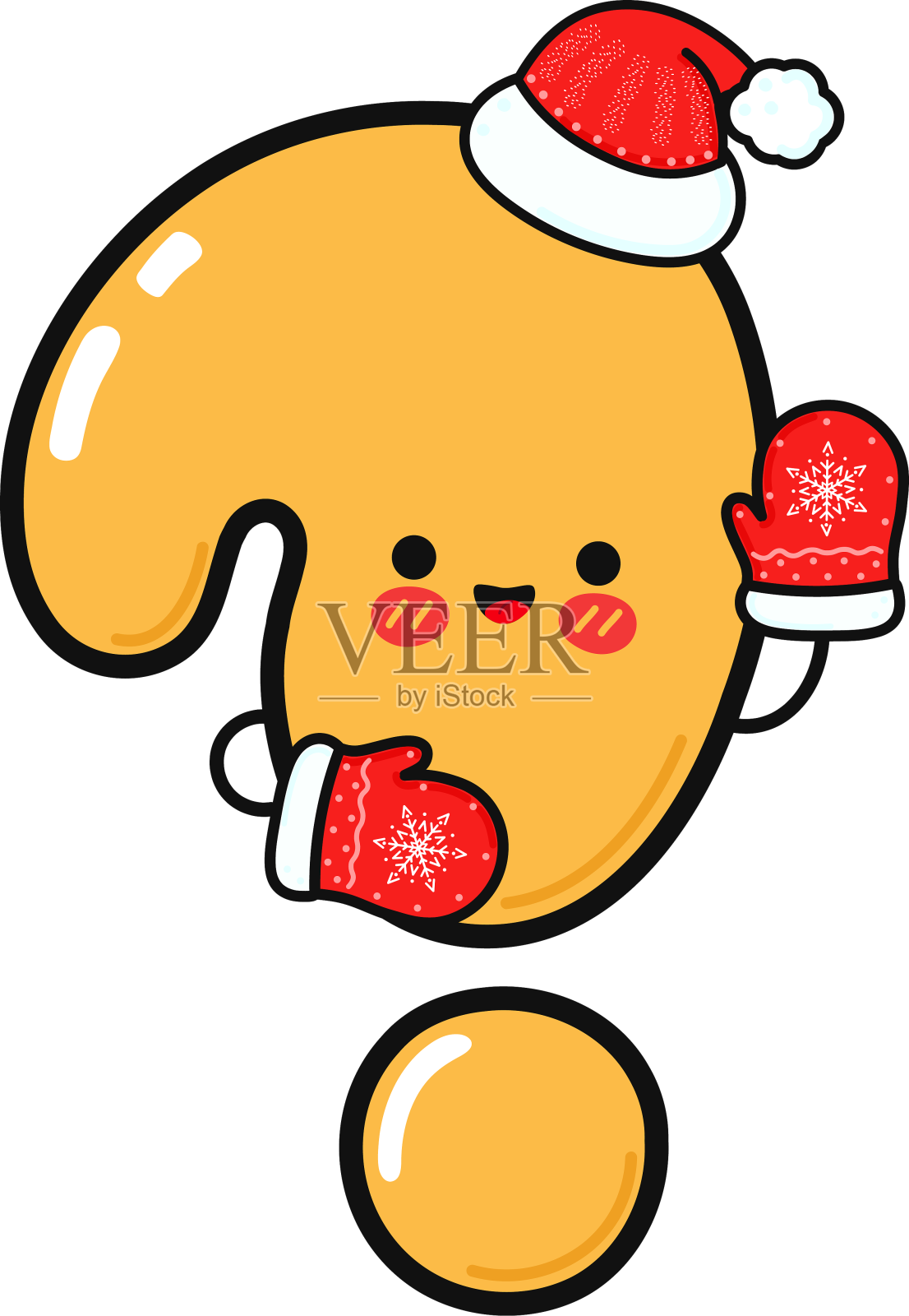 微笑快乐问号和圣诞平设计元素图片