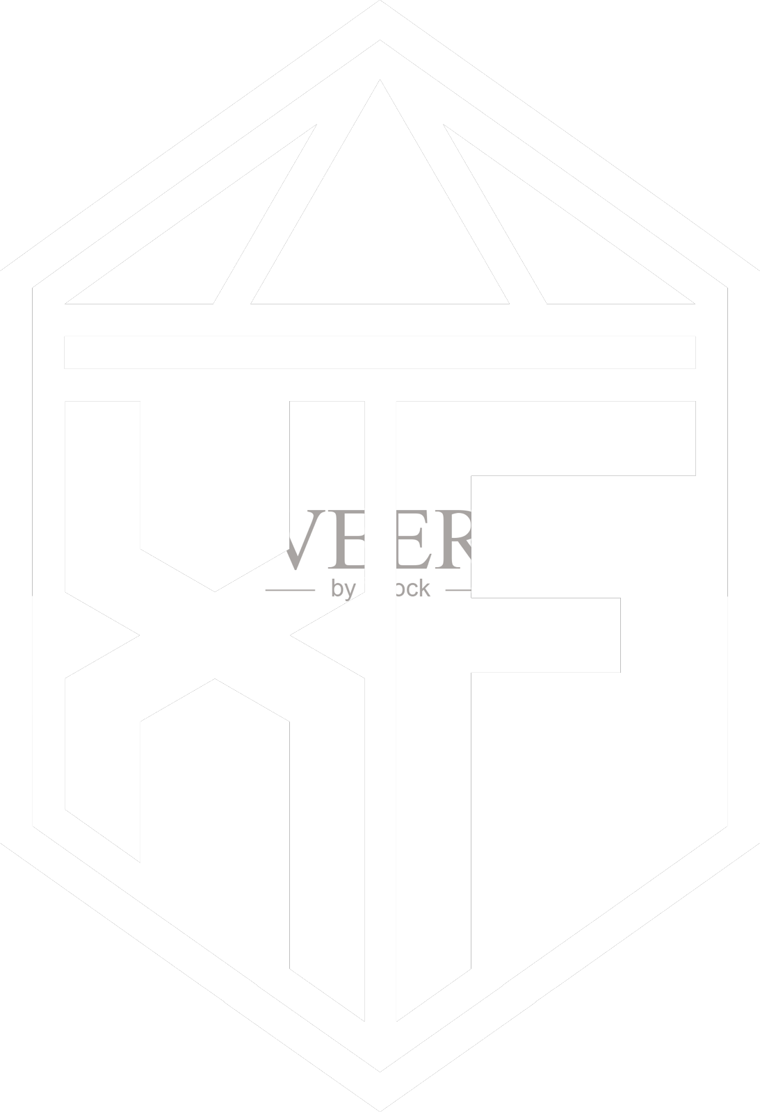 标志用Xf字母组合的六角形盾形带设计元素图片