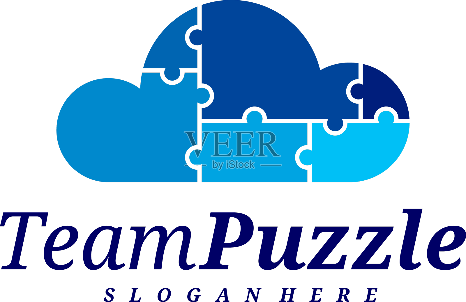 云拼图标志设计模板标签设计元素图片