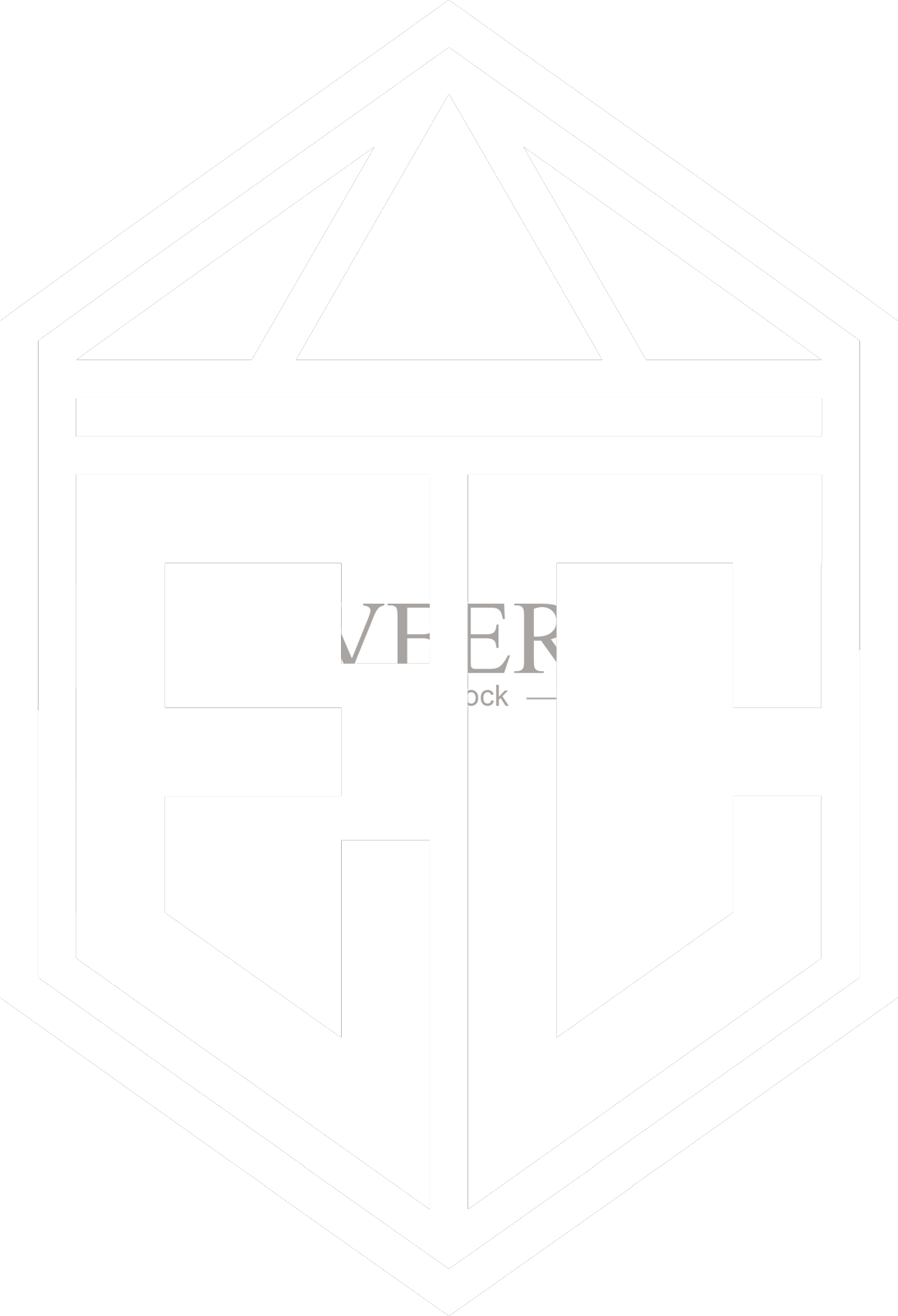 Ec字母标志与六角形盾形字母交织设计元素图片