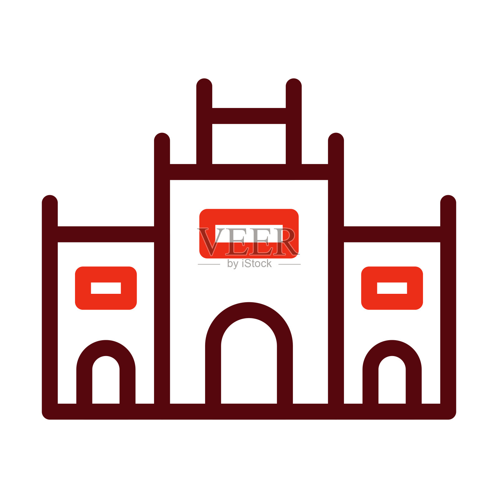 堡垒矢量粗线两种颜色图标的个人和商业用途。插画图片素材