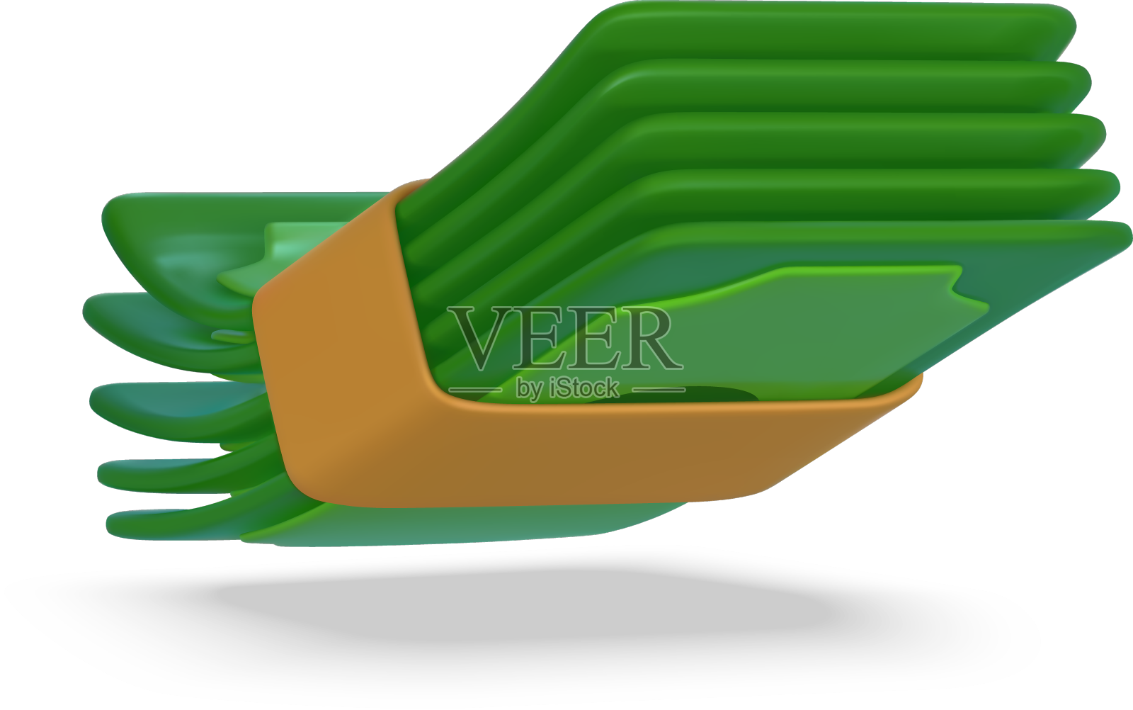 3d绿色美元在卡通风格的业务和设计元素图片