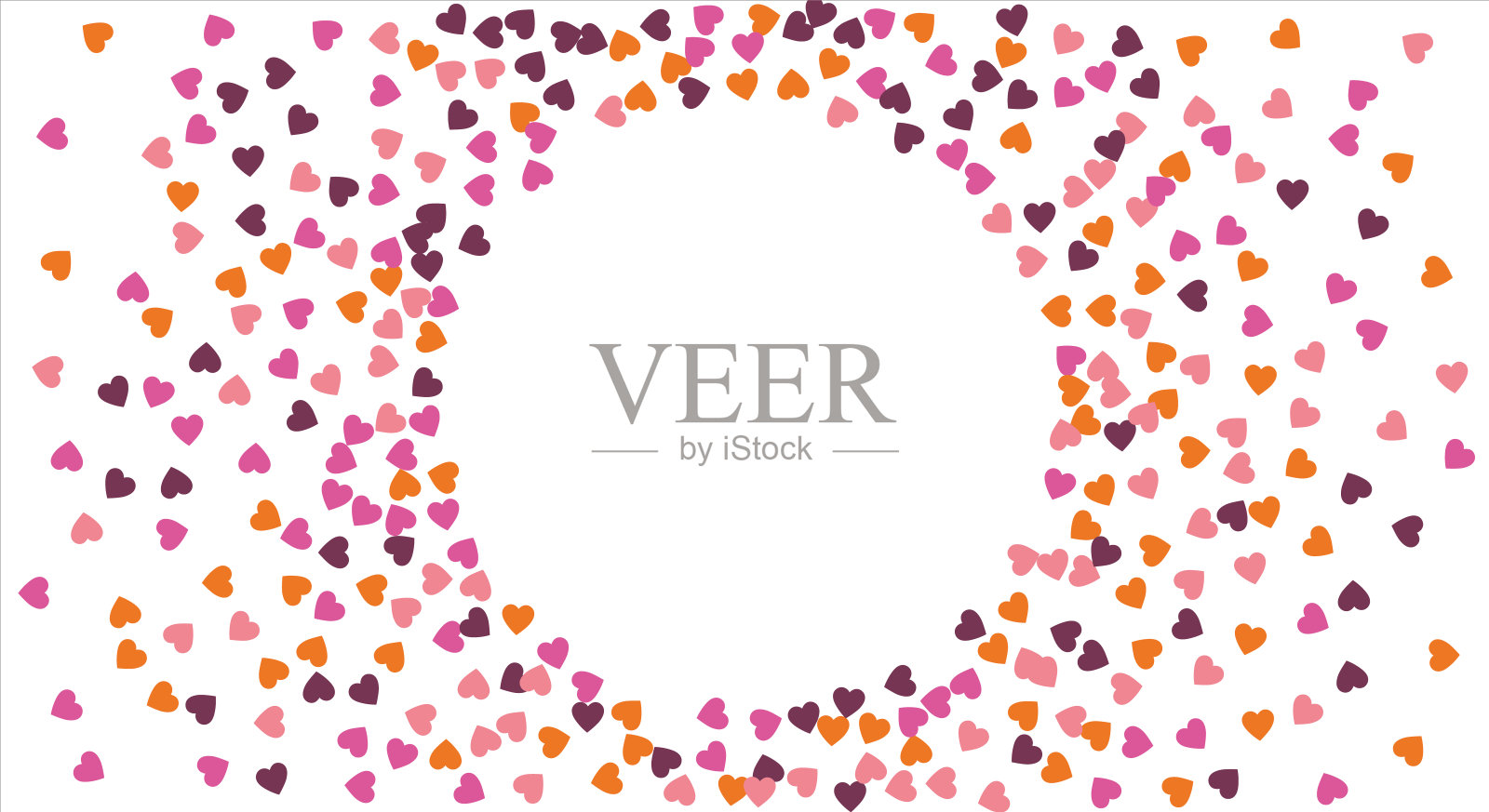 矢量边缘,丝带,从心的边界。手绘浪漫图案。情人节。旗帜模板。矢量插图。插画图片素材