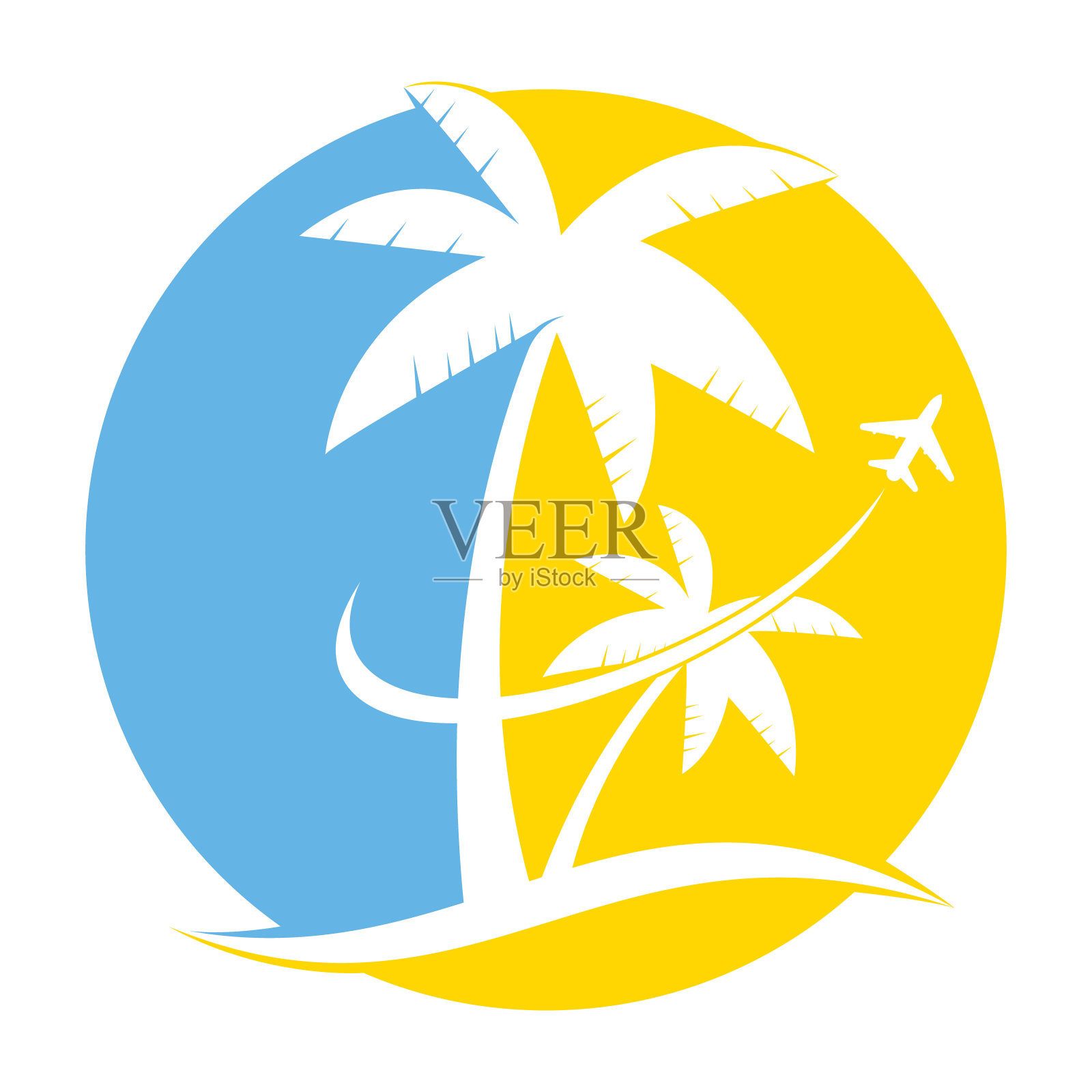 旅游海滩标志设计图标矢量。插画图片素材