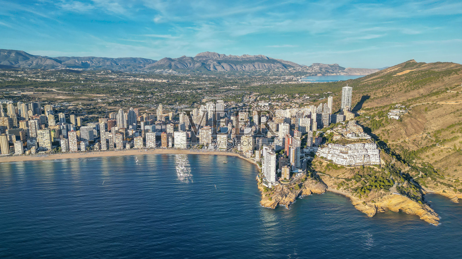 瓦伦西亚贝尼多姆的林孔·德·卢瓦和莱万特海滩照片摄影图片